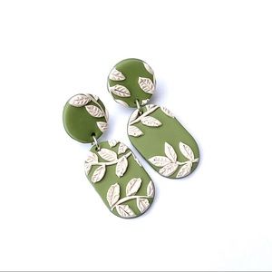 Handmade Polymer Clay Earrings white vines